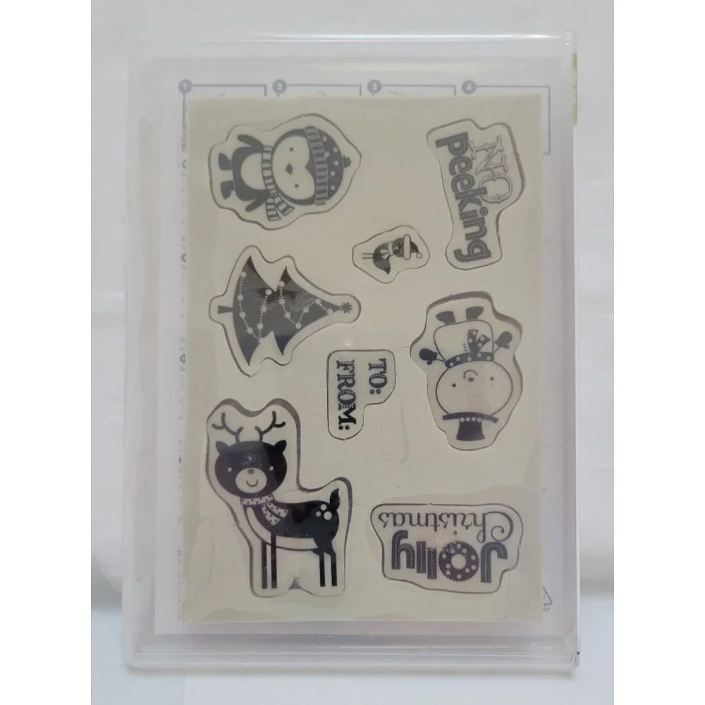 Stampin' Up! No Peeking Set - 8 Rubber Stamps and 3 Matching Christmas Ornaments - Picture 5 of 13